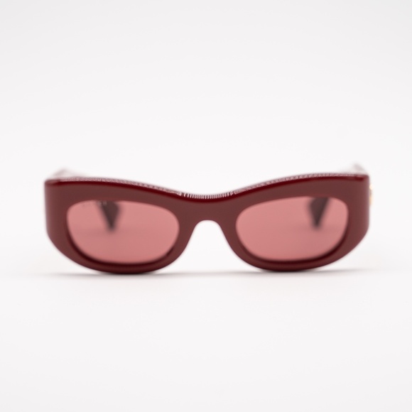 Gucci GG1809S Rectangular Sunglasses Red Gold Acetate main image 7